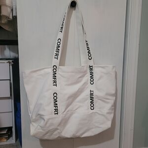 Comfort White Canvas Tote Bag
